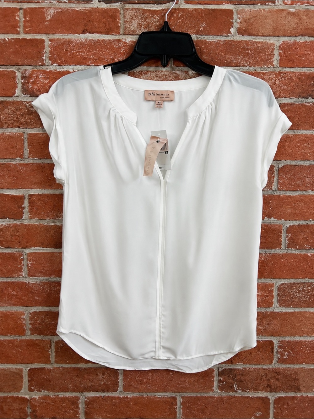 Philosophy Republic Clothing Size XS Ivory Cuffed Short Sleeve Blouse Shirt